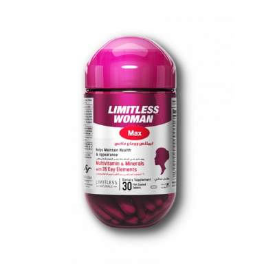 LIMITLESS WOMAN MAX MULTIVITAMIN & MINERALS DIETARY SUPPLEMENT WITH 26 KEY ELEMENTS 30 TABLETS